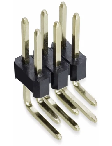 Stiftleiste, 2 x 3, 2,54 mm, gewinkelt, 0,8µ Au (Gold), 5 Stück