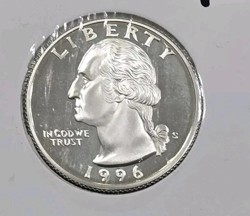 1996-S Silver Washington Proof 25c Uncirculated Quarter