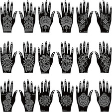 18 Sheets Henna Stencils Henna Tattoo Stencil Kit, Hand Henna Temporary Tattoo S