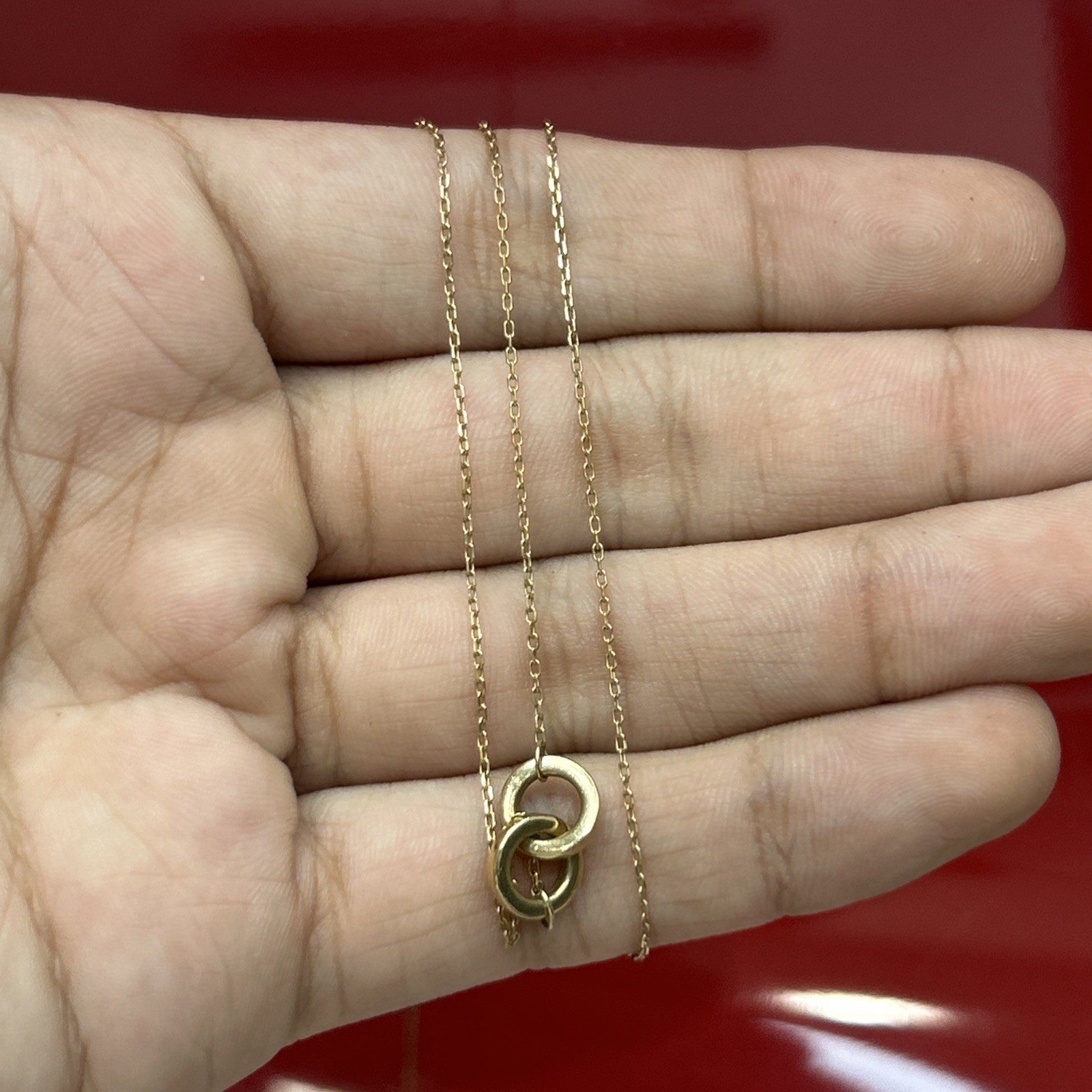 14k Solid Yellow Gold Link Chain Interlocking Cir… - image 6