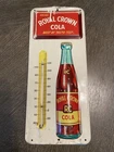 Vintage RC ROYAL CROWN COLA Soda Thermometer Tin Sign~Red/Yellow 40s Bottle Used