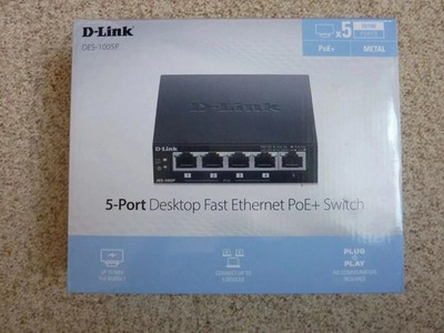 D-Link DES-1005P 5-Port Desktop Fast Ethernet PoE+ Switch Video-Switch