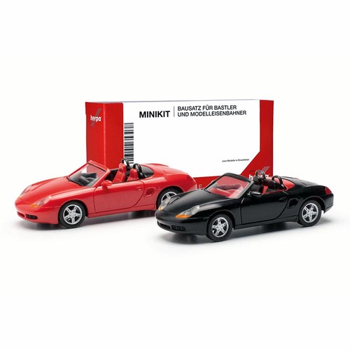 2 Porsche Boxster S MINIKIT, Rouge et Noir - Herpa 013963 - HO 1/87 | Condition: Neuf