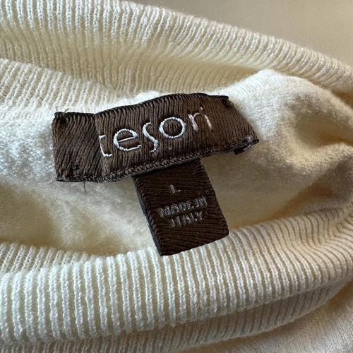 Suéter Tesori Euro Marfil Lana Tejido Cuello Alto Mujer Grande/Mediano Minimalista - Imagen 4 de 6
