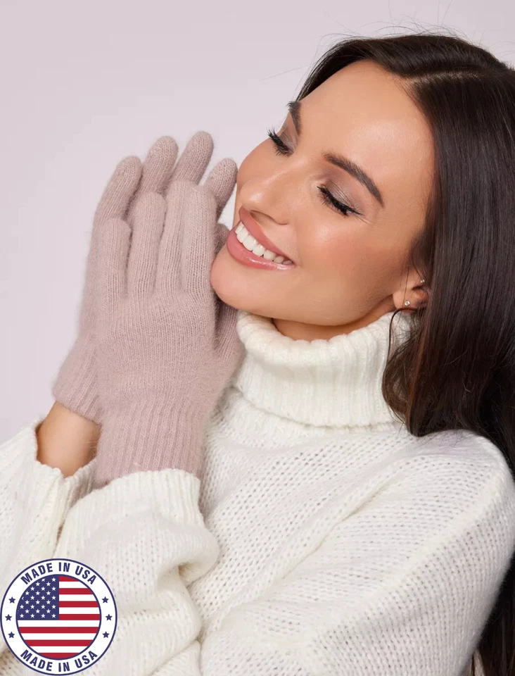 Guantes de punto 100 % angora para mujer hechos en EE. UU. Foto 2 de 4