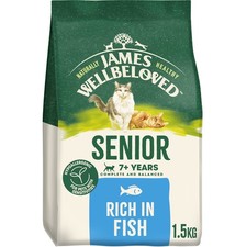 1.5kg James Wellbeloved Natural Senior Complete Dry Cat Food Rich in Fish 12.31 per kilo