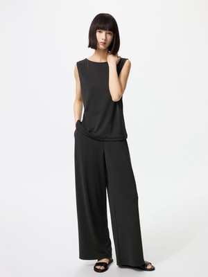 UNIQLO Crepe Jersey Straight Pants S-3XL Straight Relaxed Women 481001 NWT