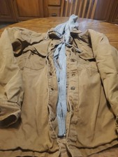 Genuine Dickies Hooded Duck Canvas Jacket Mens Medium Brown Quilted Lined Coat