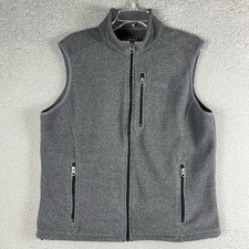 LL Bean Polartec Fleece Full Zip Jacket Vest Mens Medium Grey Outdoor Hiking