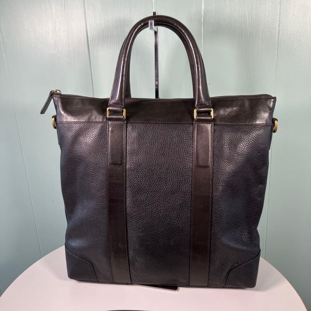 Coach 2 way shoulder bag hand bag leather tote black image 3