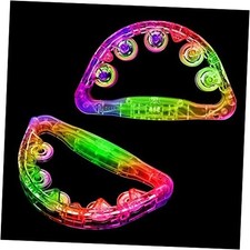 LED Tambourine, Light up Musical Flashing Tambourine 2 Pack 