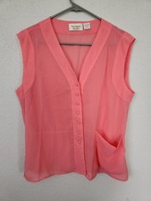 Vintage 90s Victorias Secret Gold Label Sheer Pajama Top Coral Womens Small