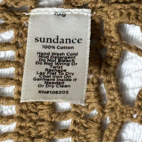 Sundance Fosette Cotton Crochet Cardigan in Golden Olive Size M - Picture 6 of 7