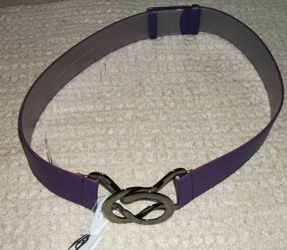 Cinto de couro sintético feminino Nine West cinza roxo fivela intertravada $34 - Imagem 2 de 4