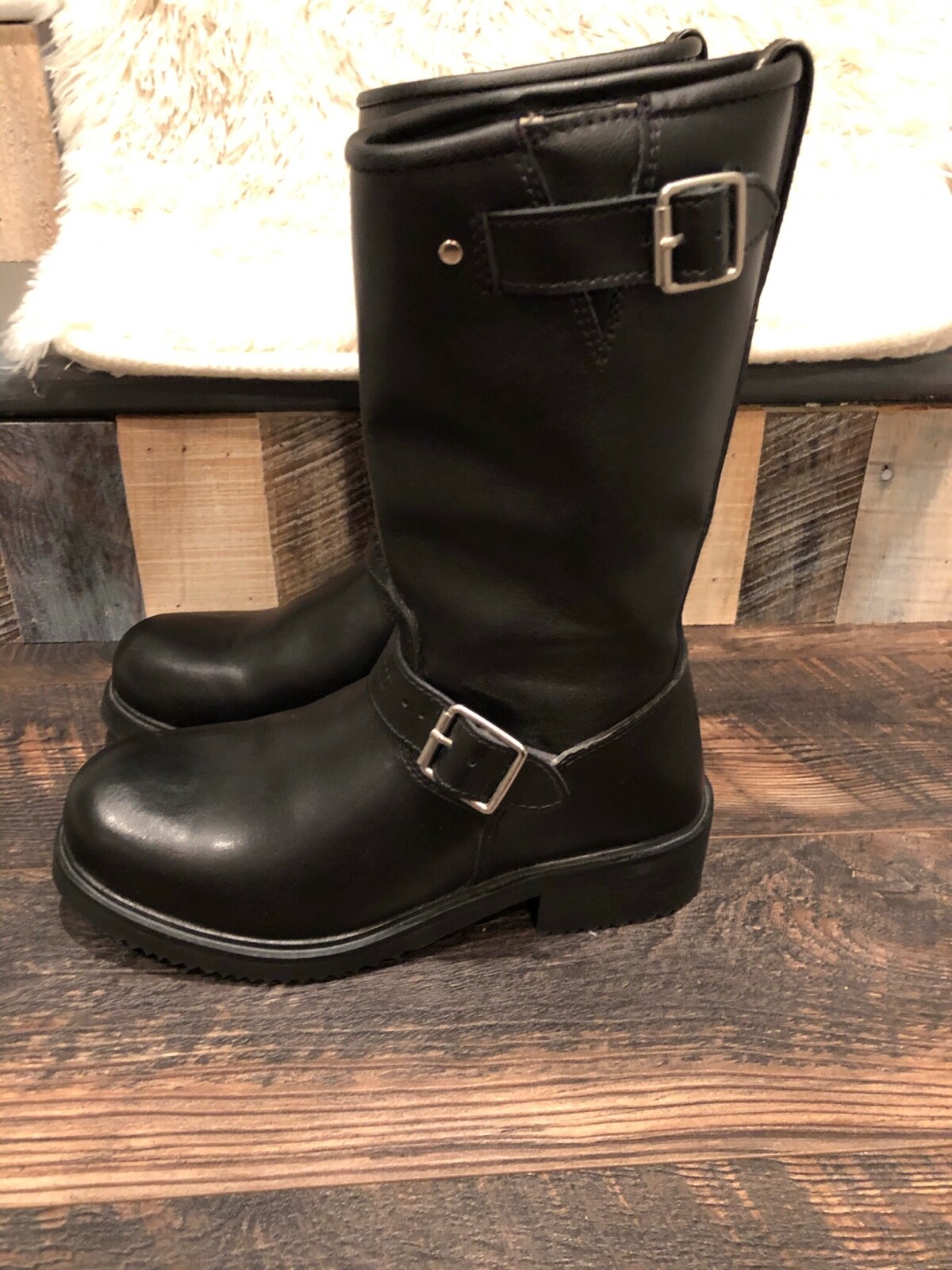 Men’s Oxford Cruiser Black Leather Motorcycle Boots S… Gem