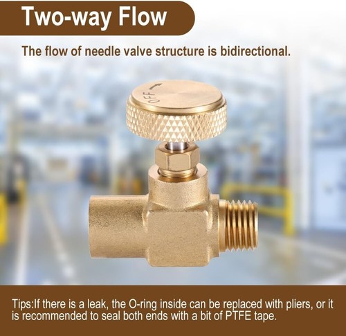 2PCS 1/4" Female NPT X 1/4" Male NPT Needle Valve Heavy Duty Brass High Press... - Picture 6 of 7