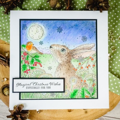 Hunkydory Winter Hare A5 For the Love of Stamps Set 7pc : Meadow Hares at Winte - Picture 4 of 5