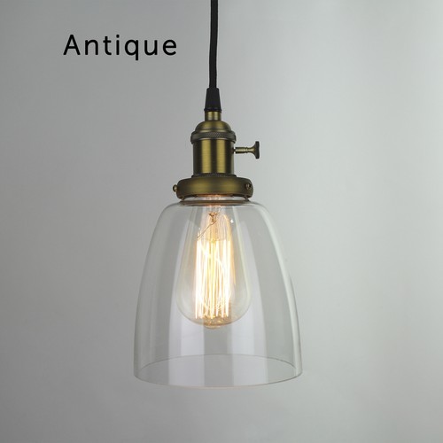 Lámpara de techo industrial vintage accesorio de iluminación de pantalla de café colgante de vidrio - Imagen 13 de 16