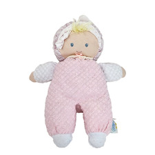 10" VINTAGE EDEN BABY PINK GIRL DOLL WAFFLE BLONDE HAIR STUFFED ANIMAL PLUSH TOY
