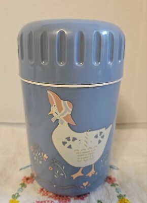 Vintage Tupperware Blue Insulated Thermos Country Duck #2144A-1 / 16 Oz.