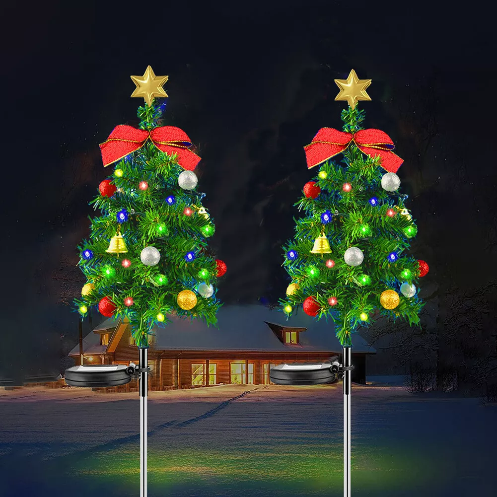 2PCS Durable Stake Light with Star Solar Multicolor Lawn Lamp Xmas