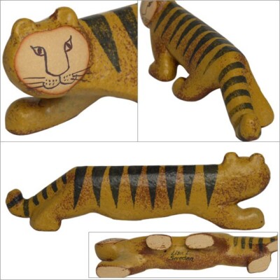 Lisa Larson 虎 Lisa Larson Figure Tiger Ceramic Ornament Brown Color Lisa Larson