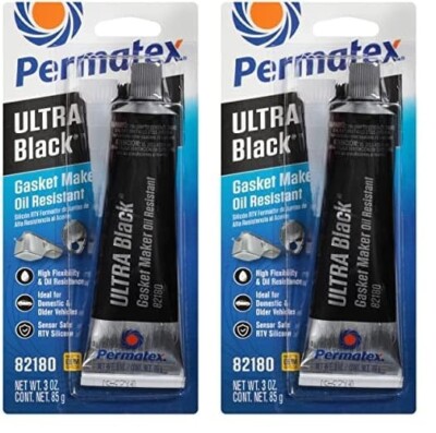 2 PACK Permatex 82180 Ultra Black-Maximum Oil Resistance RTV Silicone 3 oz X 2