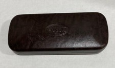 Fossil Dark Brown Hard Clamshell Eyeglasses Case Embossed Logo