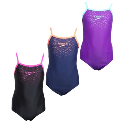 Speedo Girls Gala Logo Thinstrap Muscleback Swimwear 50