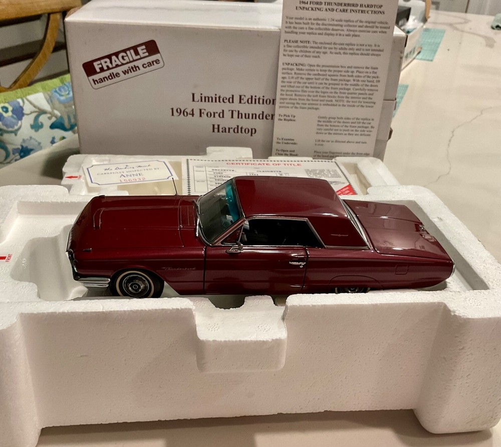 Danbury Mint Limited Edition 1964 Ford Thunderbird Hardtop in Burgundy Metallic