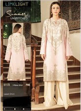 LIMELIGHT PRINTED LAWN SHIRT STICHED - PINK Medium size