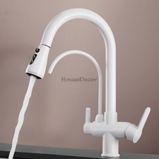 Monobloc Swivel Spout Kitchen Sink Pull Out Mixer Taps 3 Way Pure Water Faucet