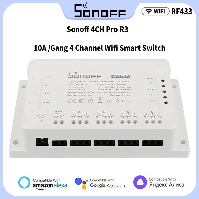 SONOFF 4CH R3/ 4CH PRO R3 Wifi Switch Module 4 Gang Wi-Fi DIY Smart Switch APP