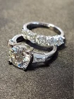 Bridal Set Moissanite 2.50 CT Round Cut Engagement Ring 14K White Gold Plated