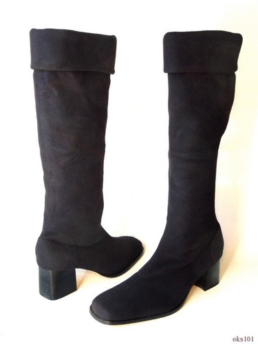 Nuevas $650 PREVATA negras elásticas cachemira BOTAS hechas en Italia 7.5 - Imagen 2 de 5
