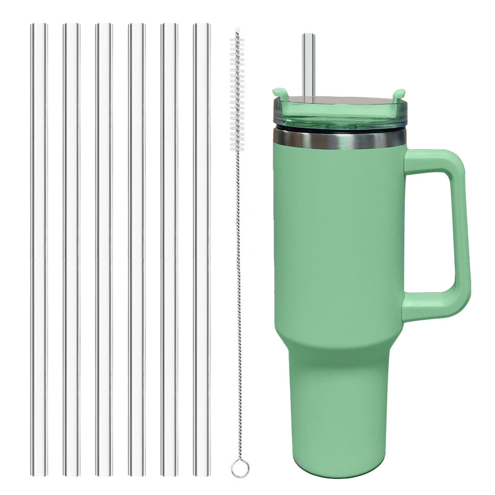 6 Pack Replacement Straws for Stanley Quencher 40oz, 30oz Tumbler, with Brush
