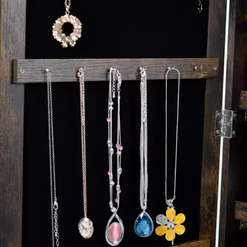 360°Swivel Jewelry Cabinet Full Length Mirror Standing Jewelry Armoire Organizer - Picture 20 of 46