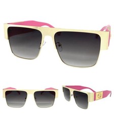 CLASSIC Retro Hip Hop Rapper Pimp Style SUN GLASSES Big Square Gold Pink Frame