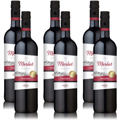 Wein-Genuss Merlot IGP, trocken, sortenreines Weinpaket (6x0,75l)