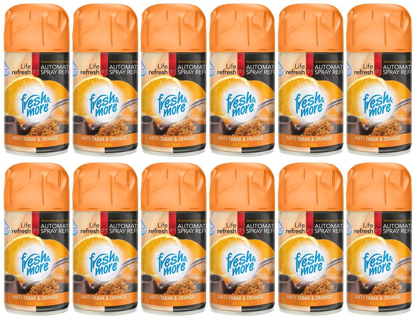 12x Fresh & More Nachfüller Anti-Tabak & Orange Passend Für Duftspender 250ml