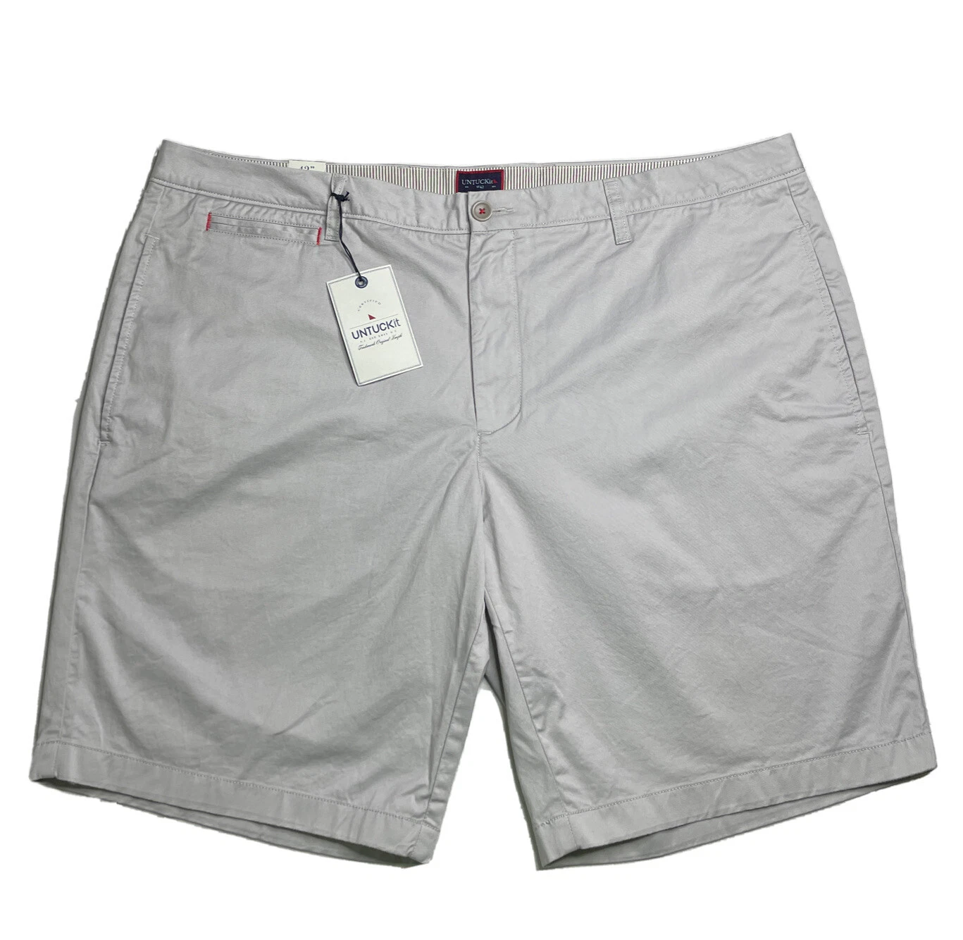 UNTUCKit Mens 42 Grey Cotton Stretch Chino Shorts 9” Inseam NWT