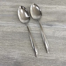 Set of 2 Oneida Twin Star Stainless Steel Silverware Serving Spoons