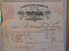 ORIG 1890s LAMBERTVILLE Rubber New Jersey NJ Vignette Billhead