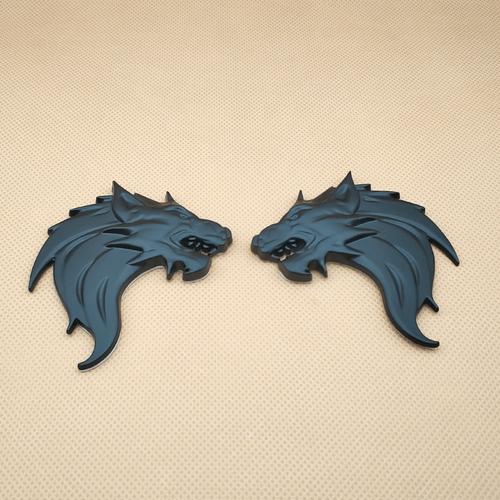 Howling Wolf Emblem Badge Decal Sticker 3D Polished Stainless Steel Du