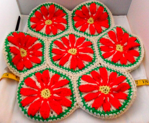 Vintage Handarbeit gehäkelt Weihnachtsstern Kissenbezug Hülle nur Weihnachten