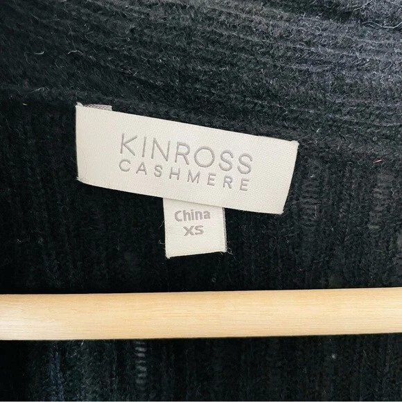 Cárdigan abierto de punto negro 100 % cachemir Kinross Cashmere XS Foto 3 de 4