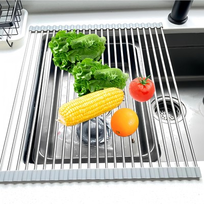 Roll Up Dish Drying Rack 19.7''X15.8''Over The Sink Kitchen Foldable Stainless
