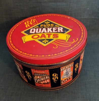 VINTAGE 1983 PURE QUAKER OATS COLLECTIBLE TIN BOX STORAGE CONTAINER
