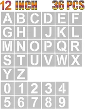 YEAJON 12 Inch Letter Stencils and Numbers, 36 Pcs Alphabet Art Craft Stencils, 