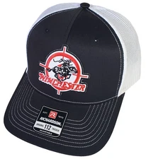 Winchester Embroidered Patch on Richardson 112 Trucker Hat Snapback Black/White 